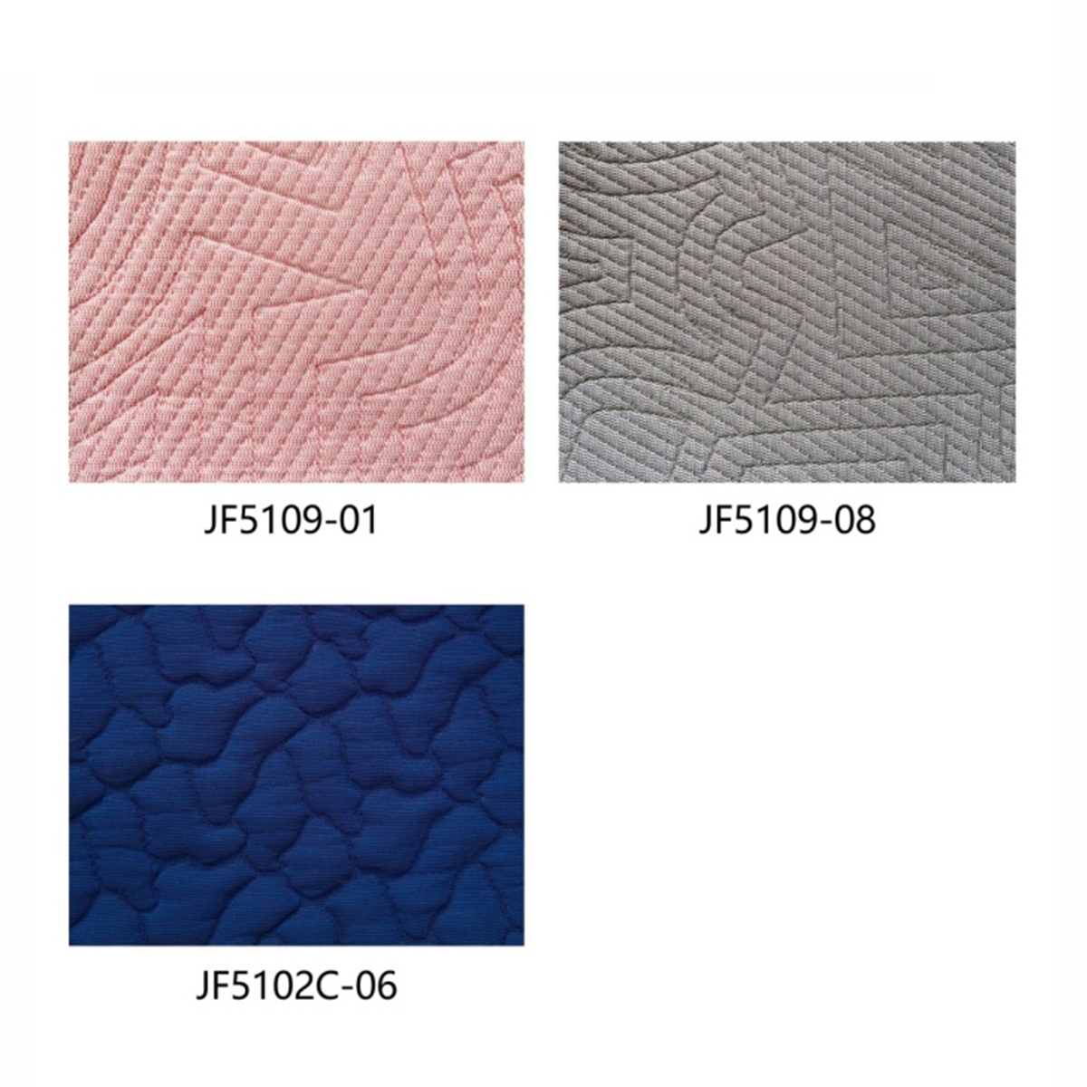 Color swatches for the sofa in pink, grey, and blue