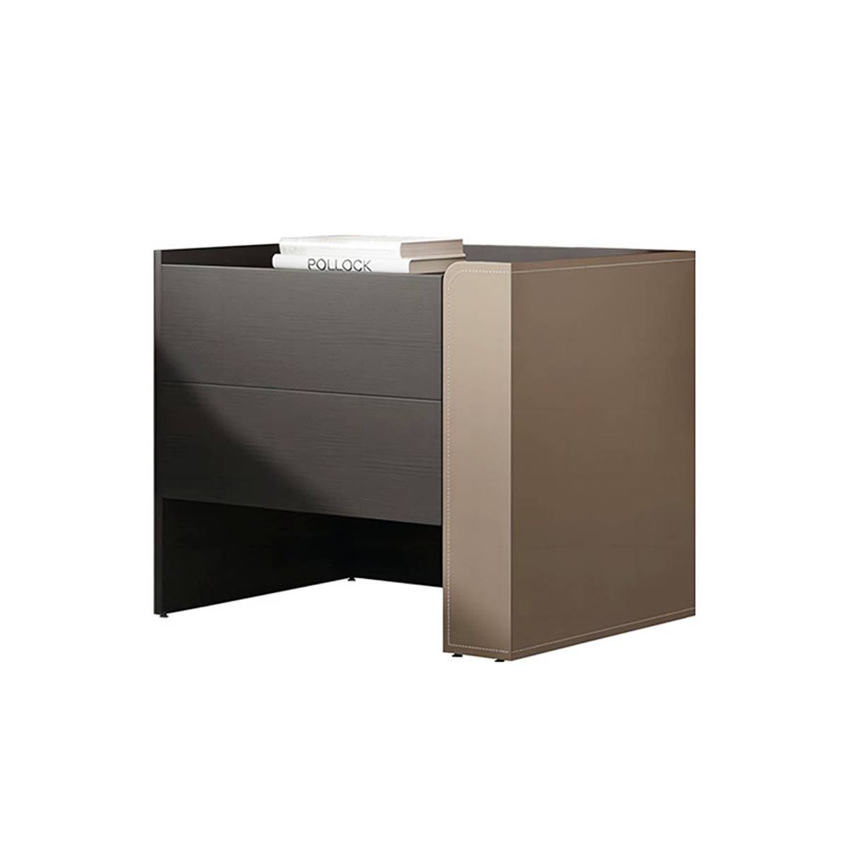 Saddle Leather Bedside Table (B45-F531) [Style A Right]