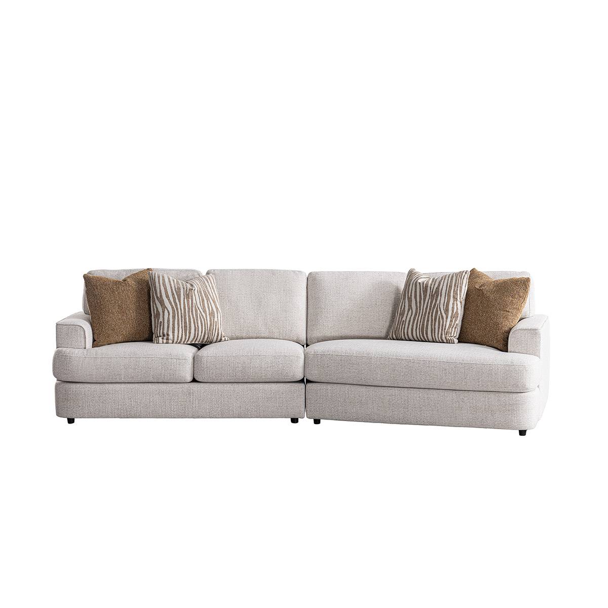 Front view of the Victor Fabric Sofa with decorative pillows