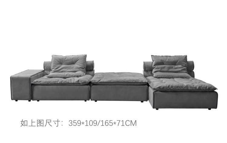 Grey L-shaped modular sofa with chaise on the right side
