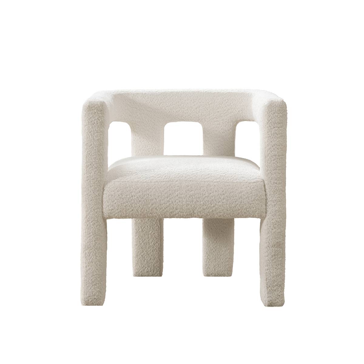 Front view of Oslo Ivory boucle accent chair