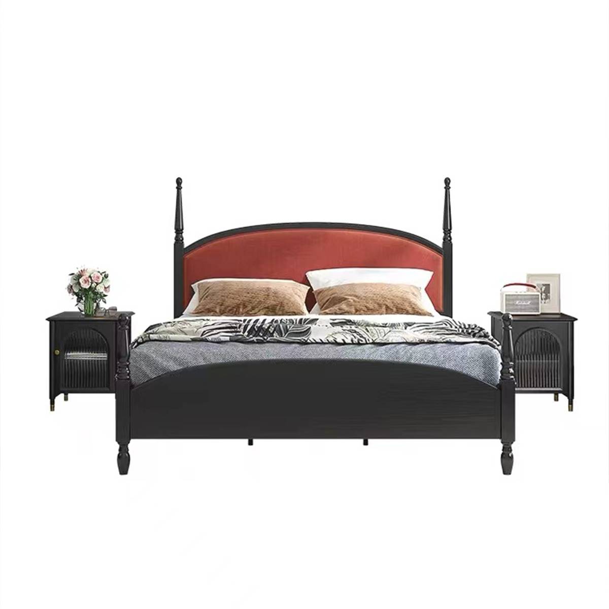Close-up of the bed frame and headboard detailing