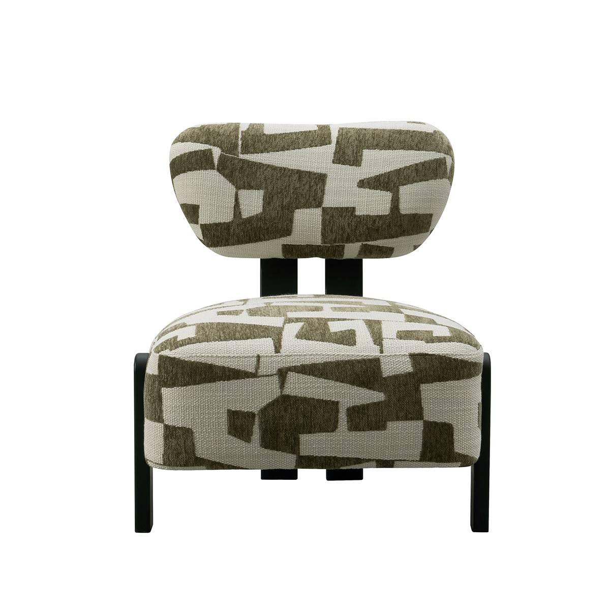 Front view of the green geometric pattern lounge chair