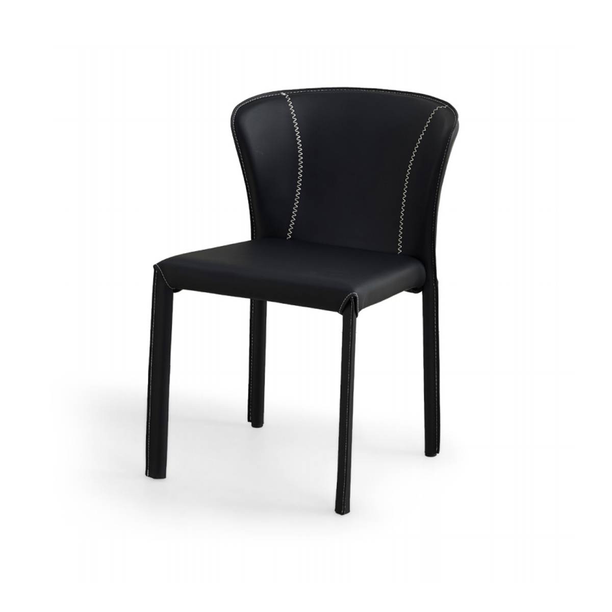 Black dining chair with white stitching detail