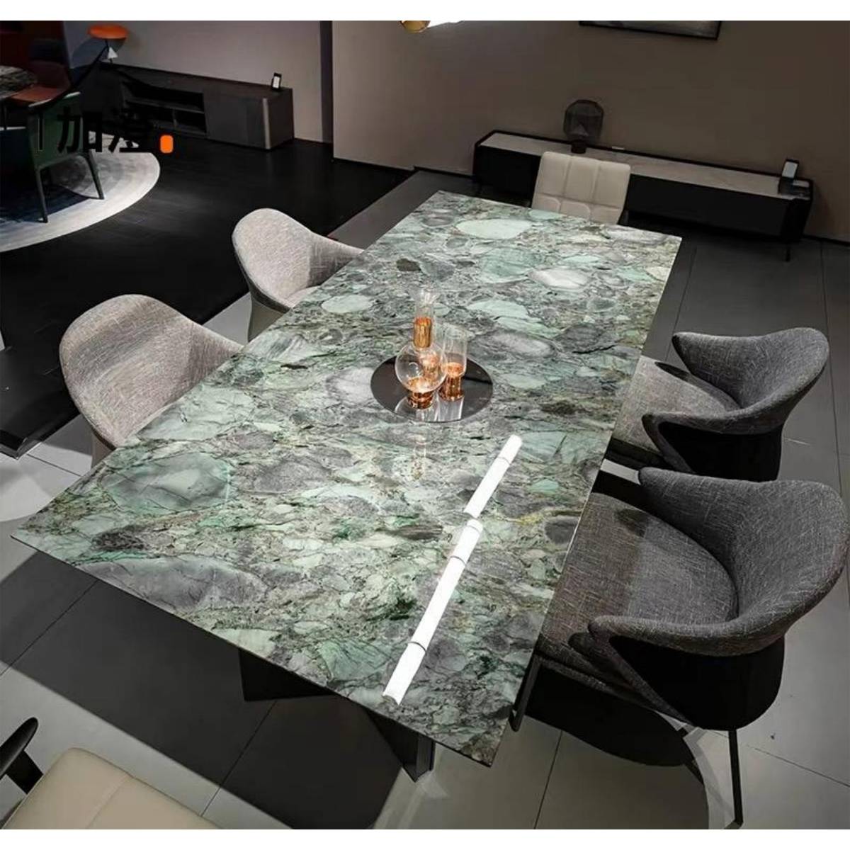 Imported Emerald Natural Marble Luxury Dining Table with Mercedes Base (Z60-S53)