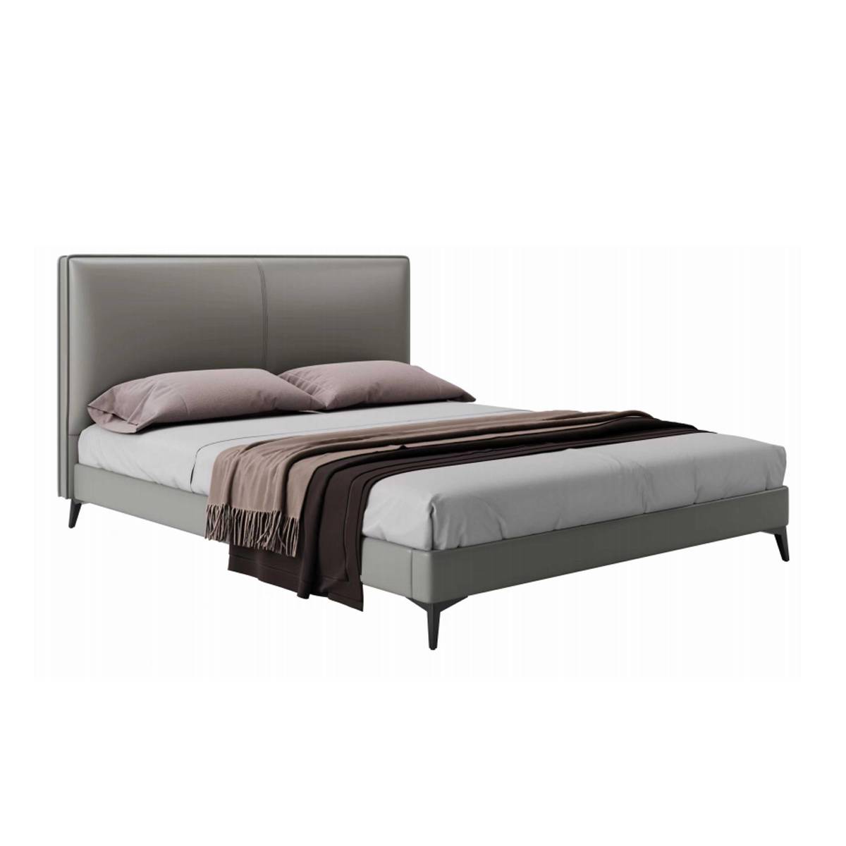 Studio shot of the A19 leather bed against a white background