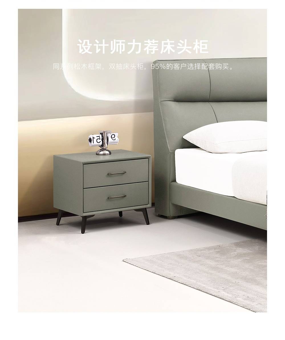 Bedside table and bed setup showing designer recommendation