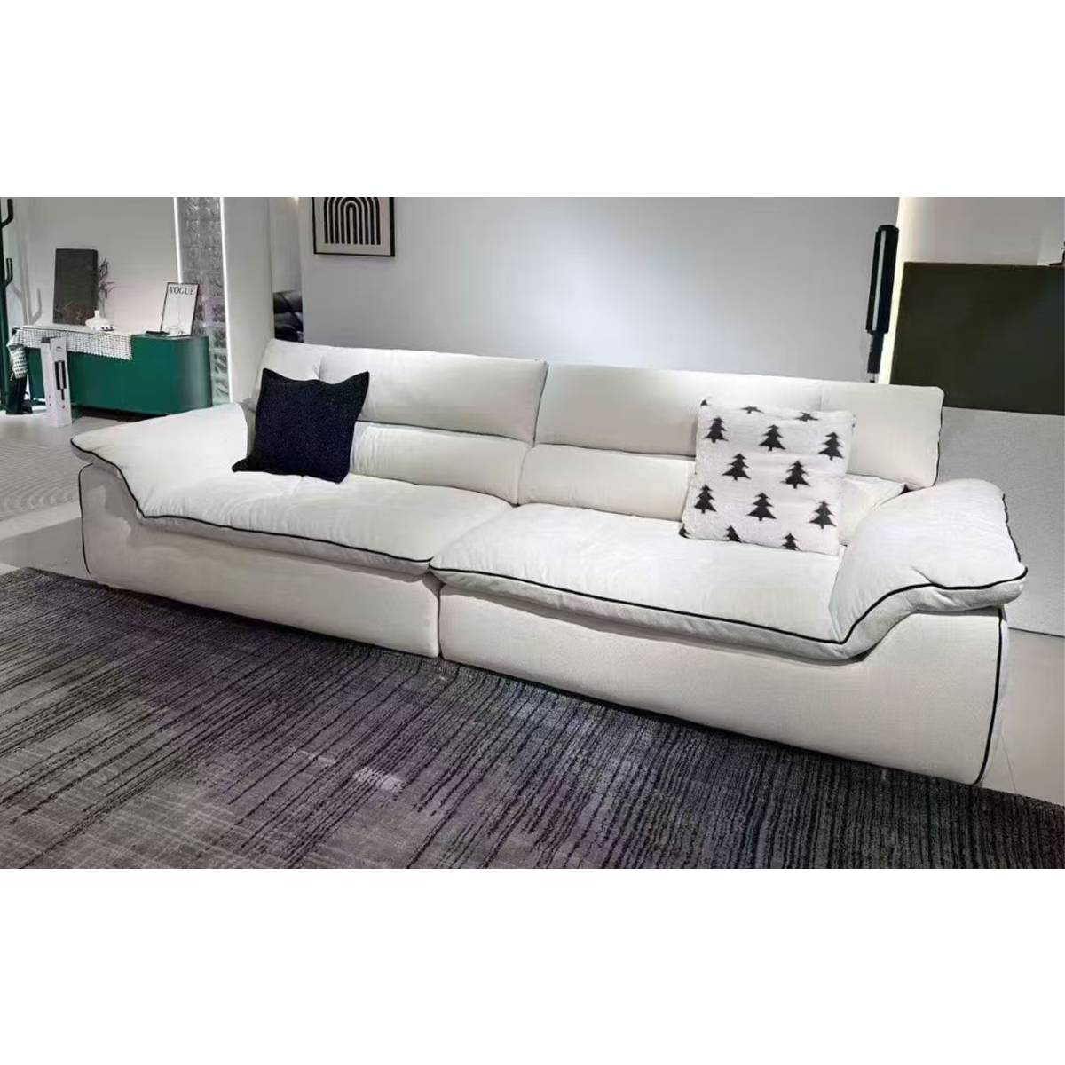 Fabric/Eco-Leather Straight Sofa (A01-2706)