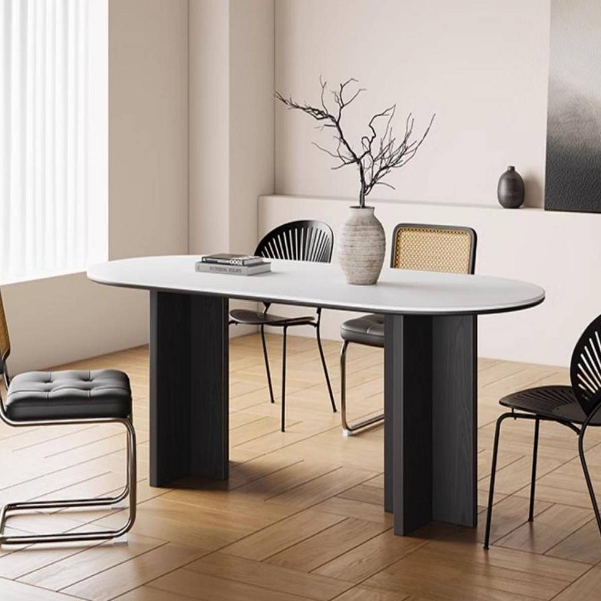Sintered Stone Dining Table with Solid Wood Base (Z60-C116)