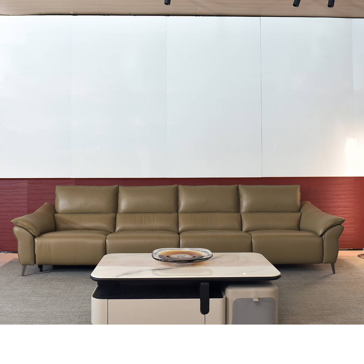 Straight-Row Leather Functional Sofa 3-Seater (B22-R0558)