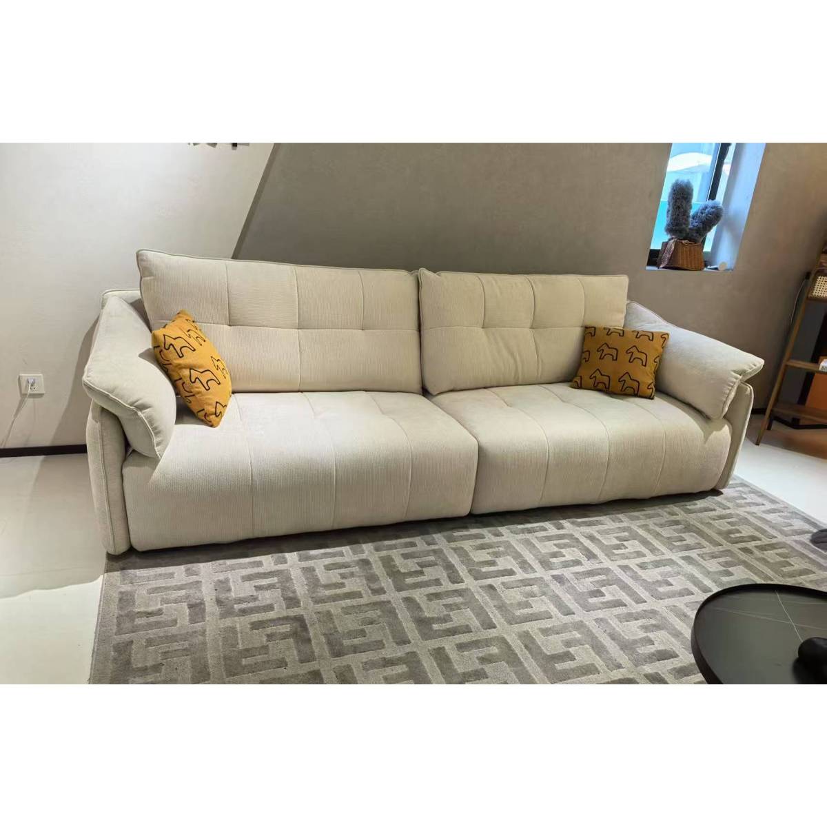 Fabric/Eco-Leather Straight Sofa (A01-25021)