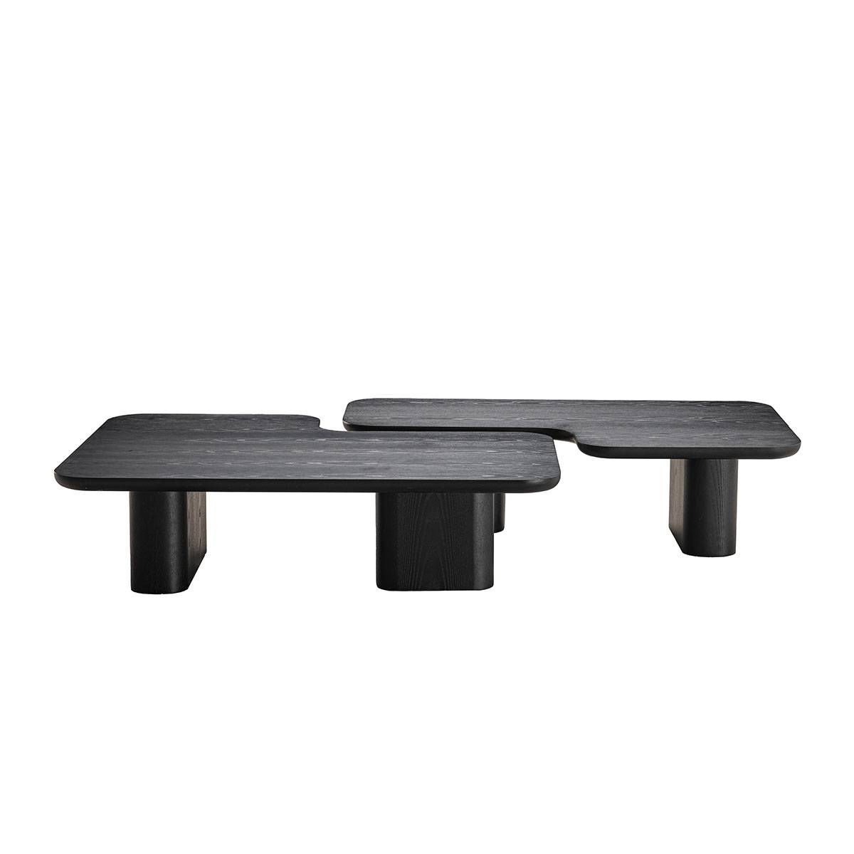 Front view of the irregular black coffee table