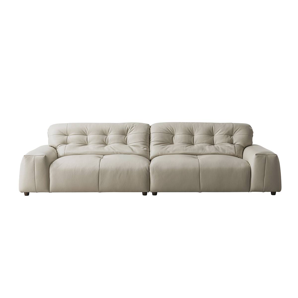 Front view of the beige sofa on a white background