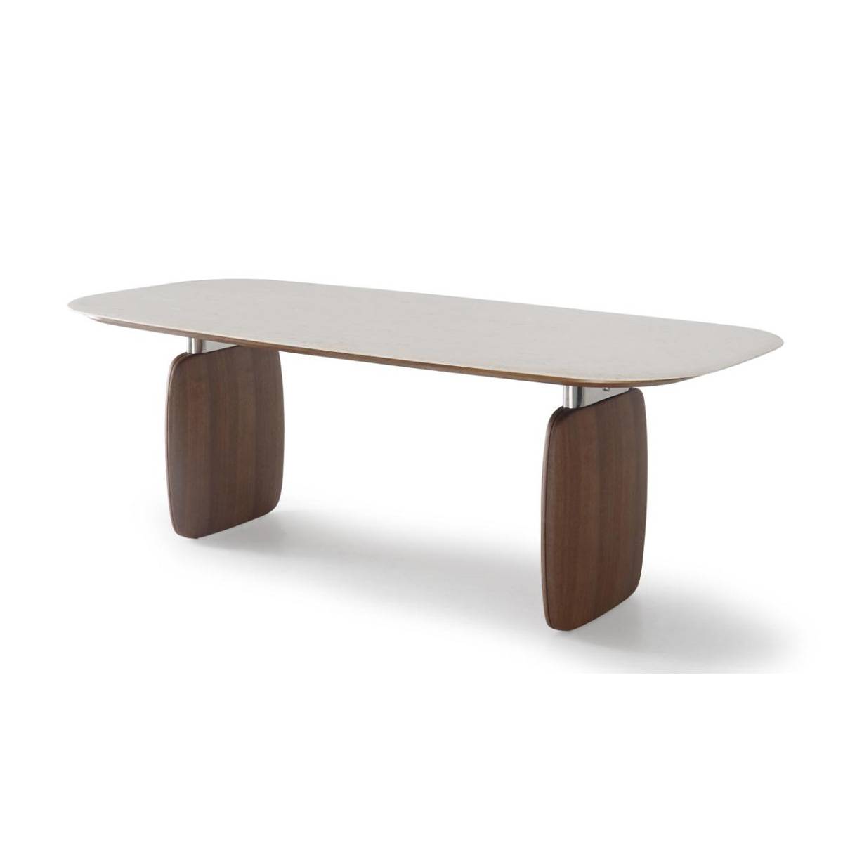 B10 Jade Rabbit Beige Natural Stone Dining Table with wooden legs