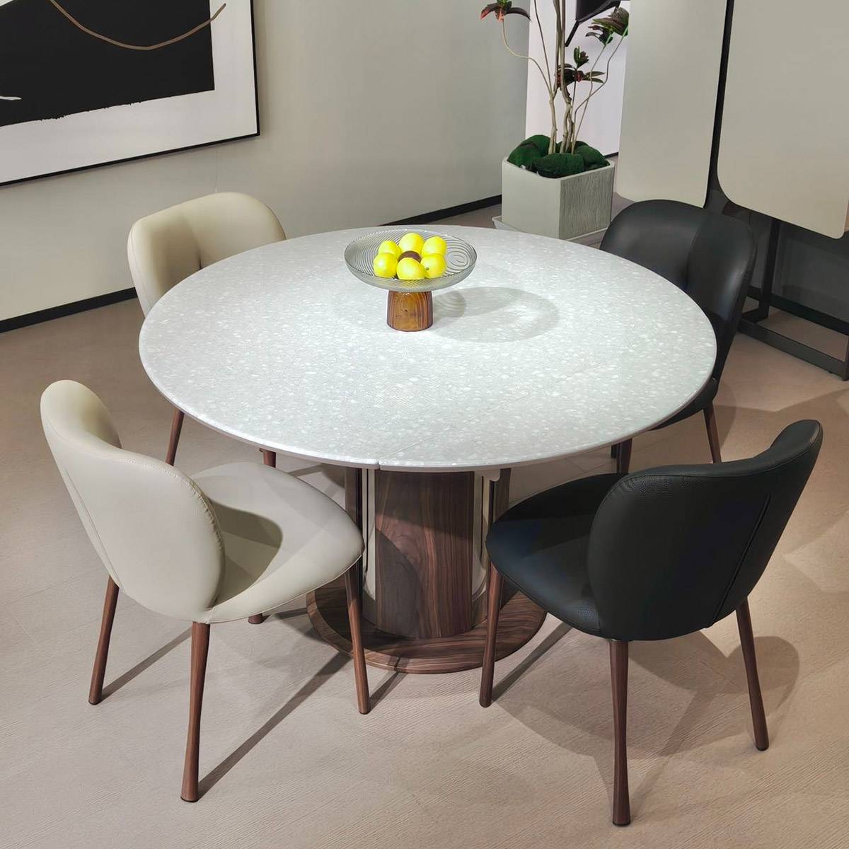 Brazilian Ice Diamond Luxury Stone Dining Table with chairs