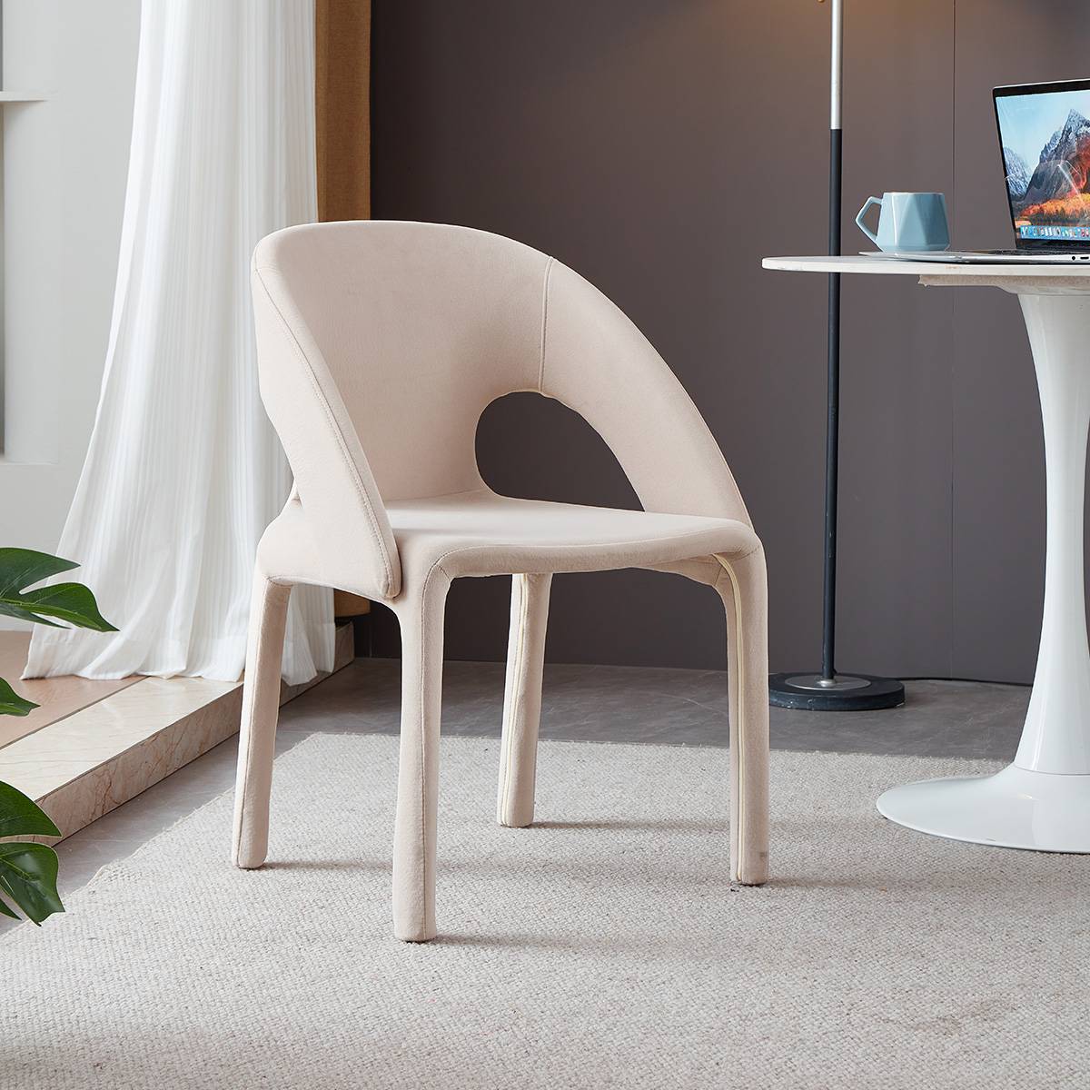 Peach colored modern lounge chair