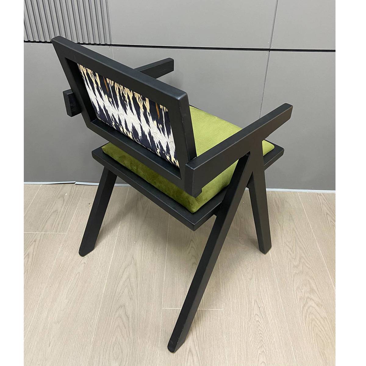 Rear view of the armchair showing the frame structure