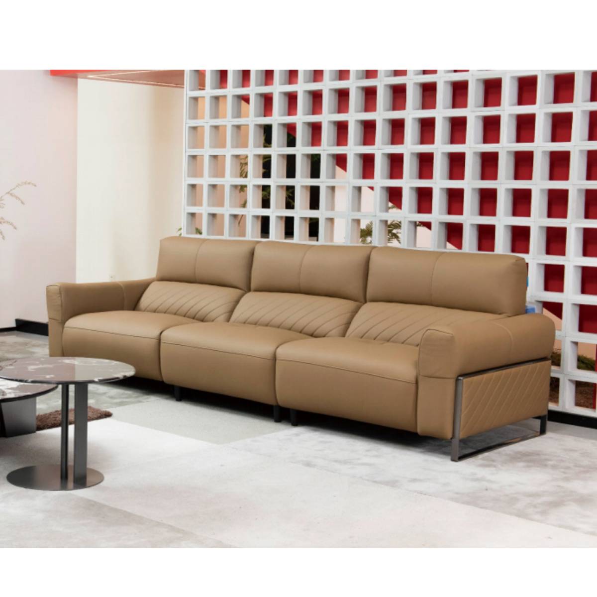 Straight Leather Functional Sofa 3-Seater (B22-R0526)
