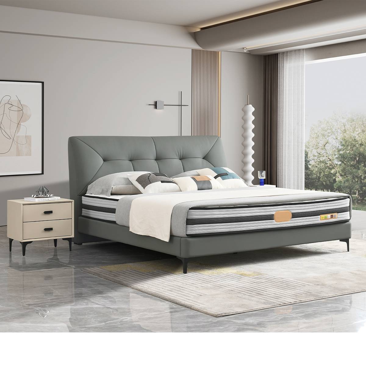 Top-Grain Leather Soft Bed (B04-A8911)