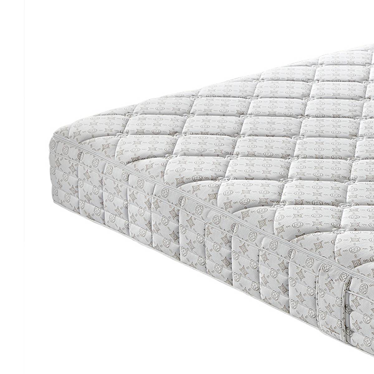 Close-up of the mattress corner showing the quilted texture and side profile