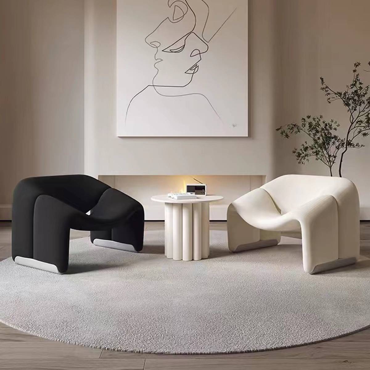 Black and white Smile Lounge Chairs in a modern interior