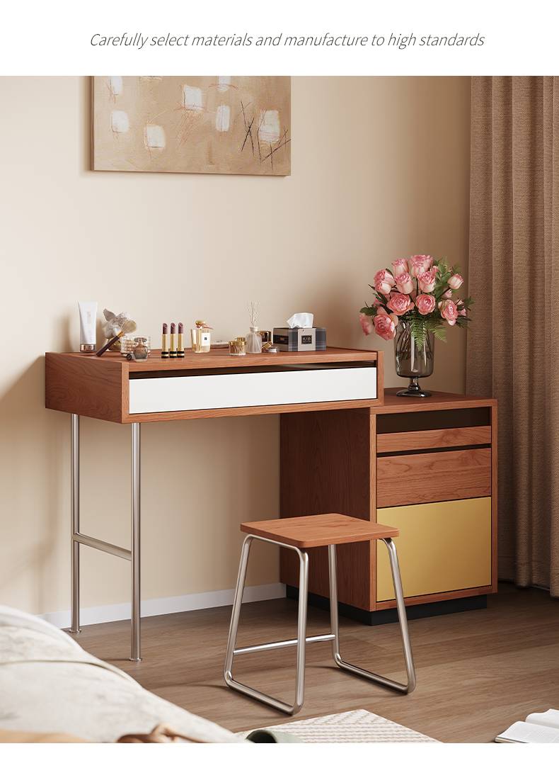 Bauhaus vanity table with stool in a bedroom setting