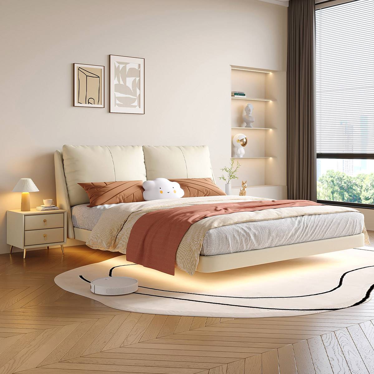 Eco-Leather Floating Bed (A72-9902)