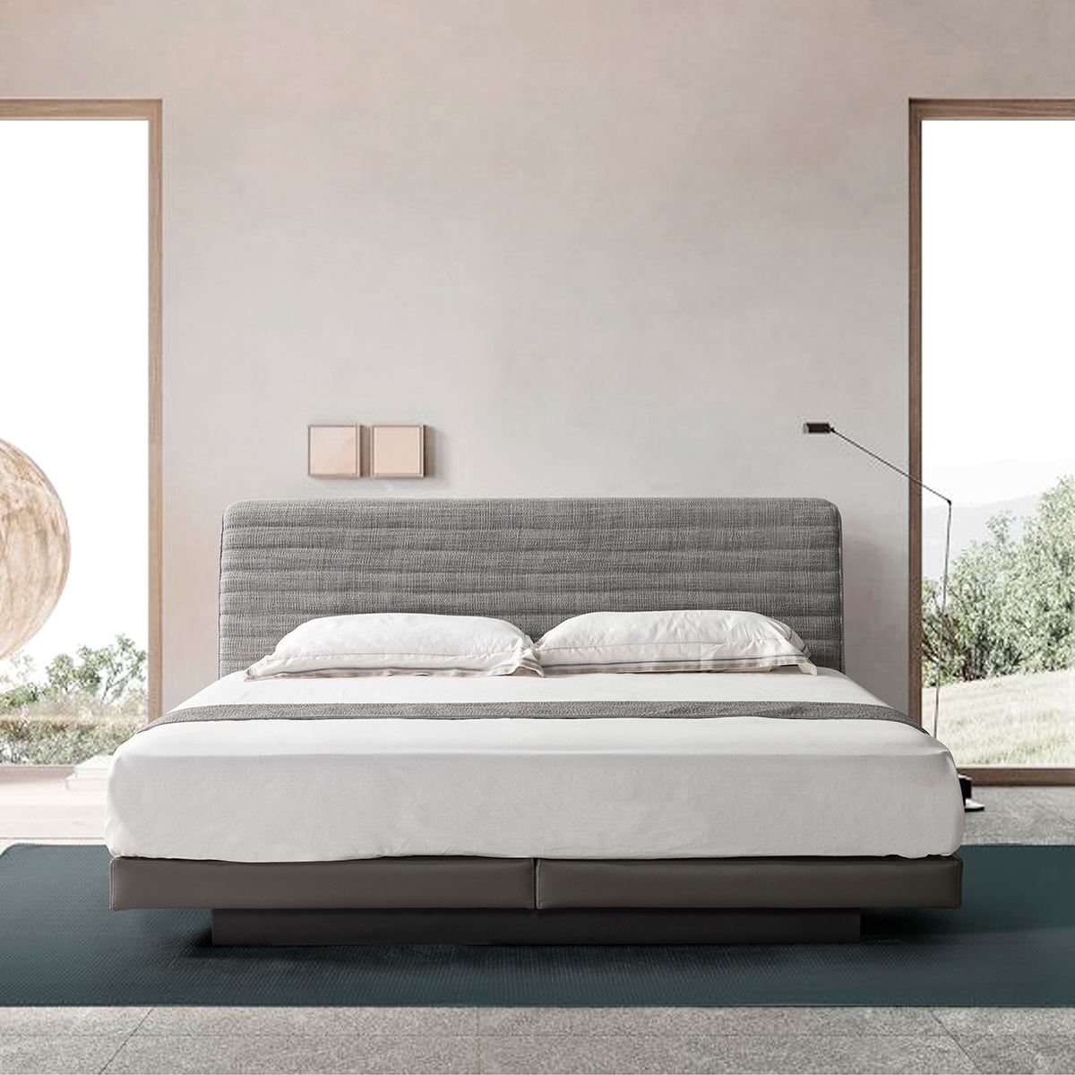 Front view of the Roger Bed in a bedroom setting