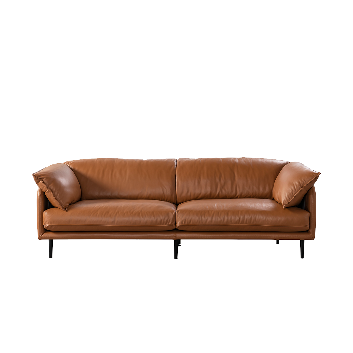 Front view of brown 4-seater sofa