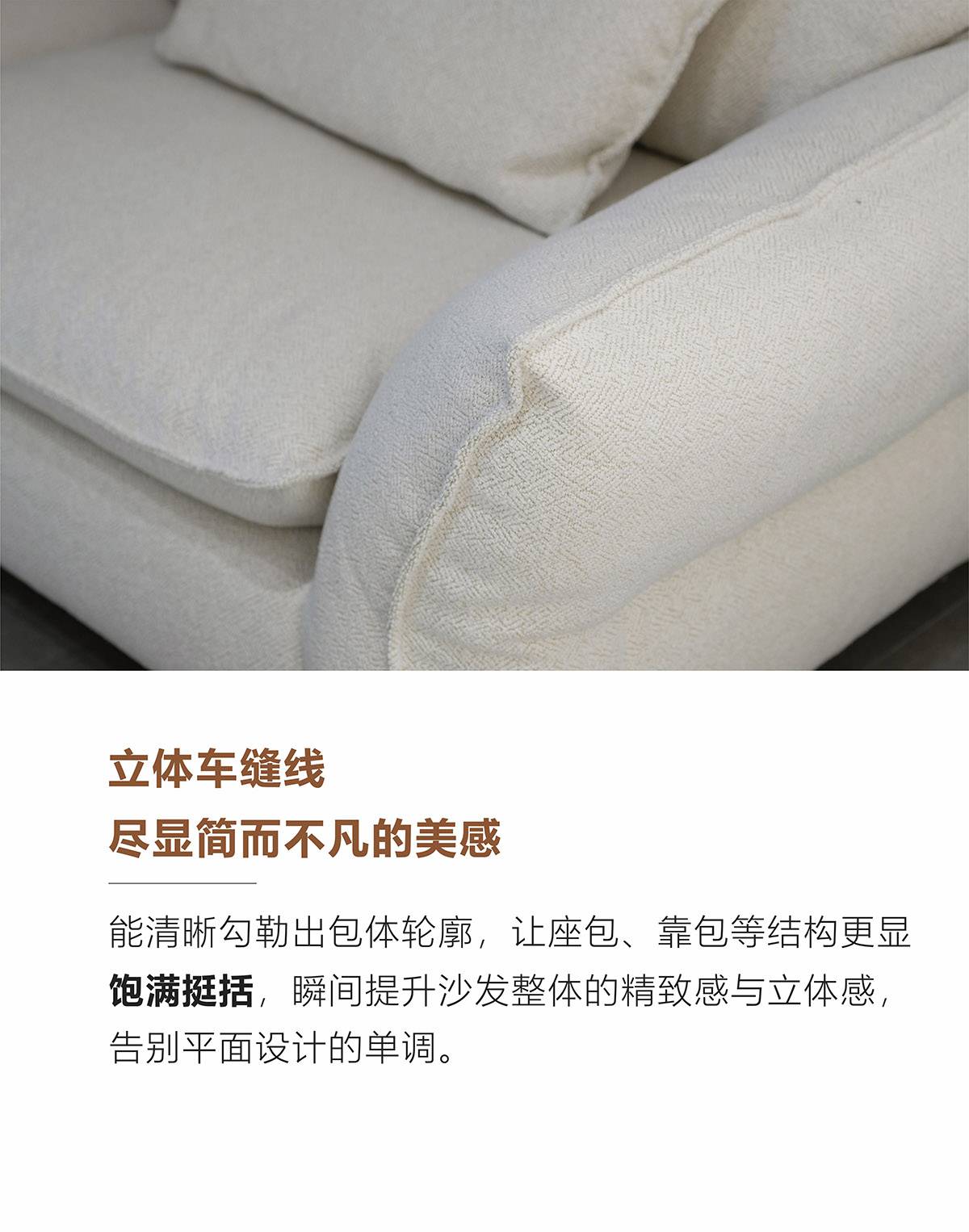 Close-up of the sofa seat cushion and back cushion