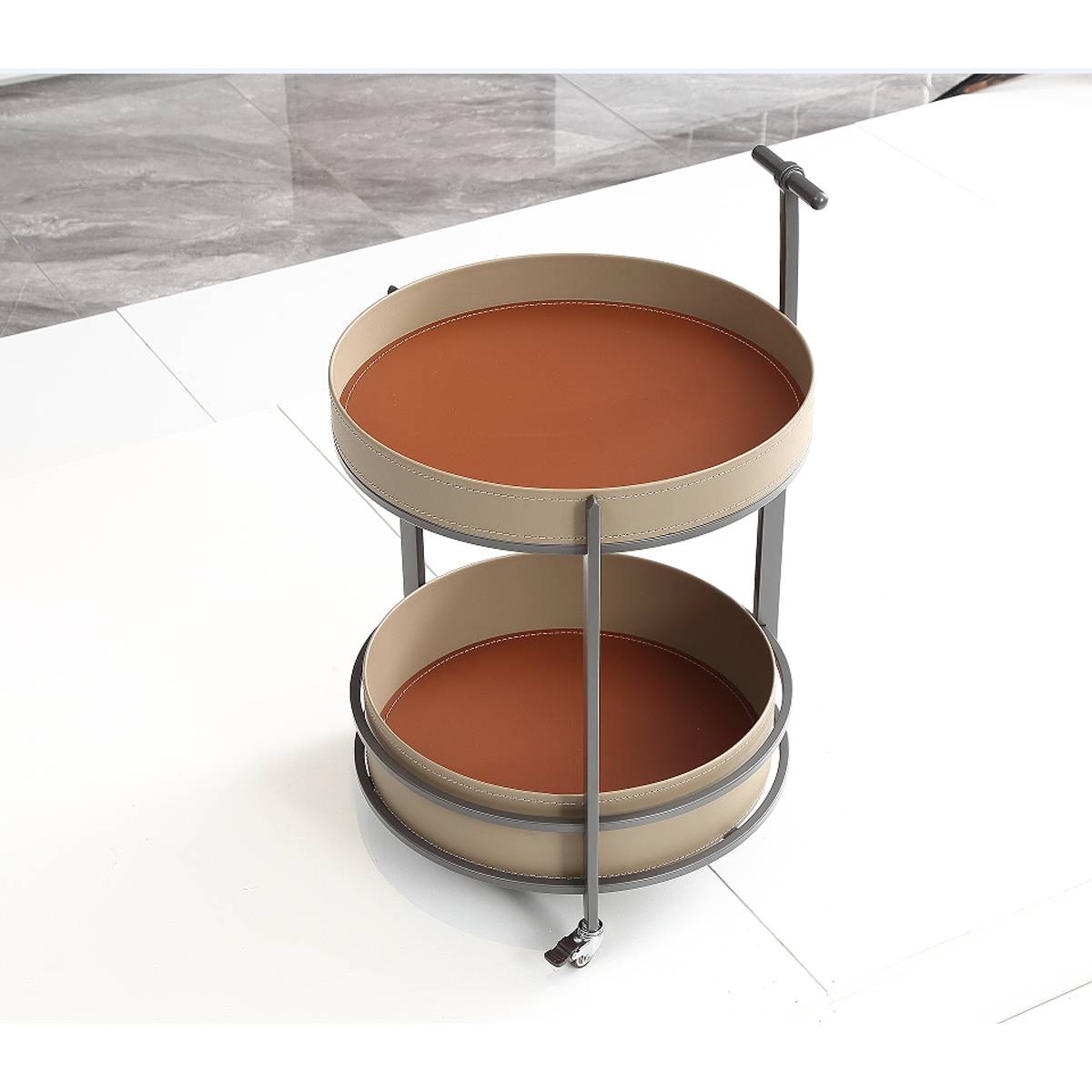Saddle Leather Side Cart (B45-168)