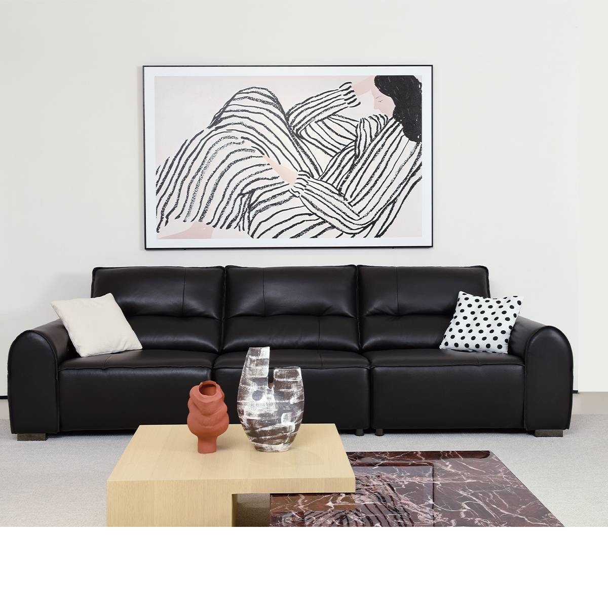 Straight Full Leather Functional Sofa 3-Seater (B22-T802)
