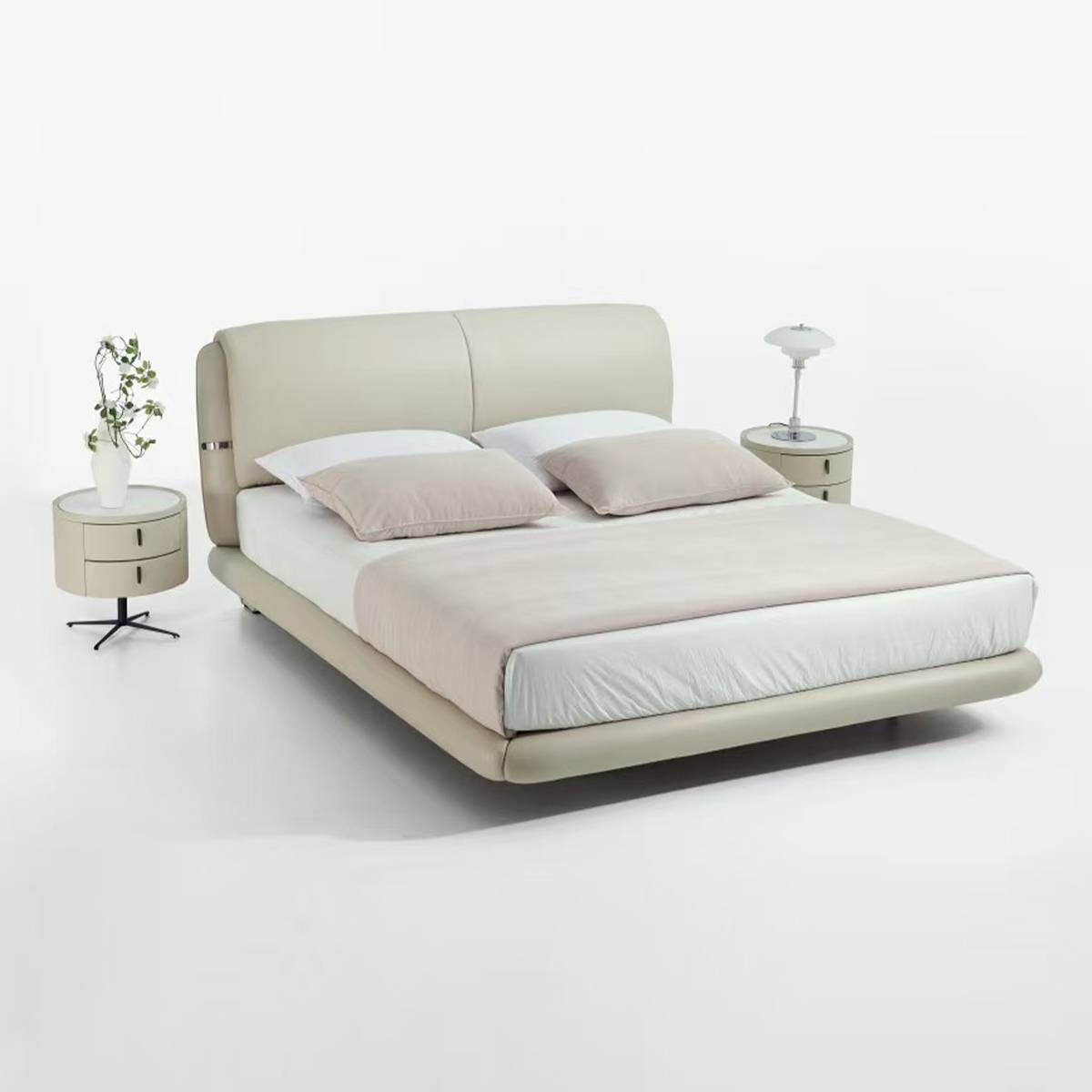 Semi-Top Grain Leather Soft Bed (B17-2527)