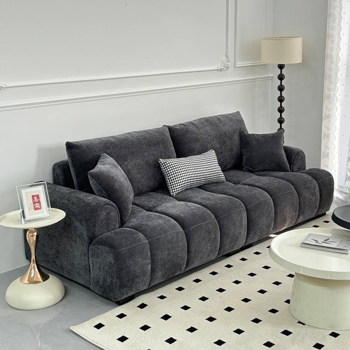 Puff Mid-Century Straight Sofa (A72-Puff)