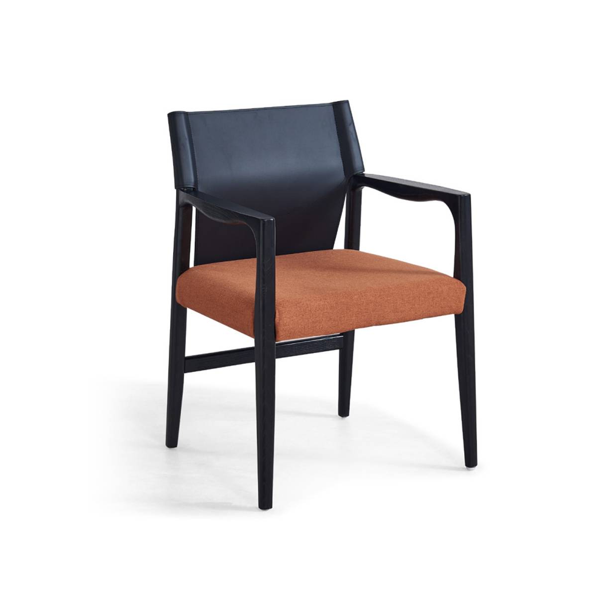 Dining Chair with Armrests, Solid Wood Legs & Saddle Leather (Z67-A35B)