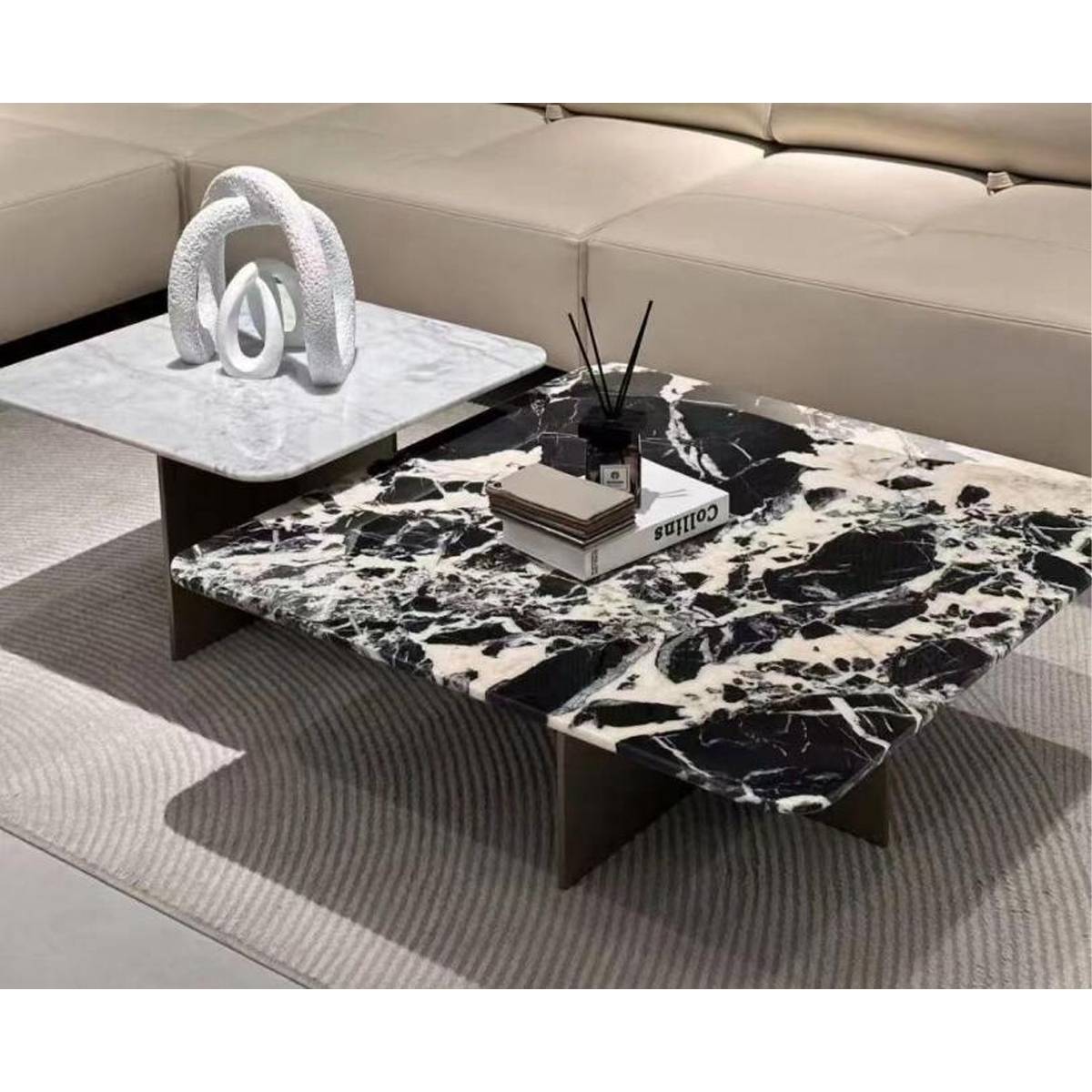 Bulgari Black Luxury Stone Coffee Table Set (Z60-8863)