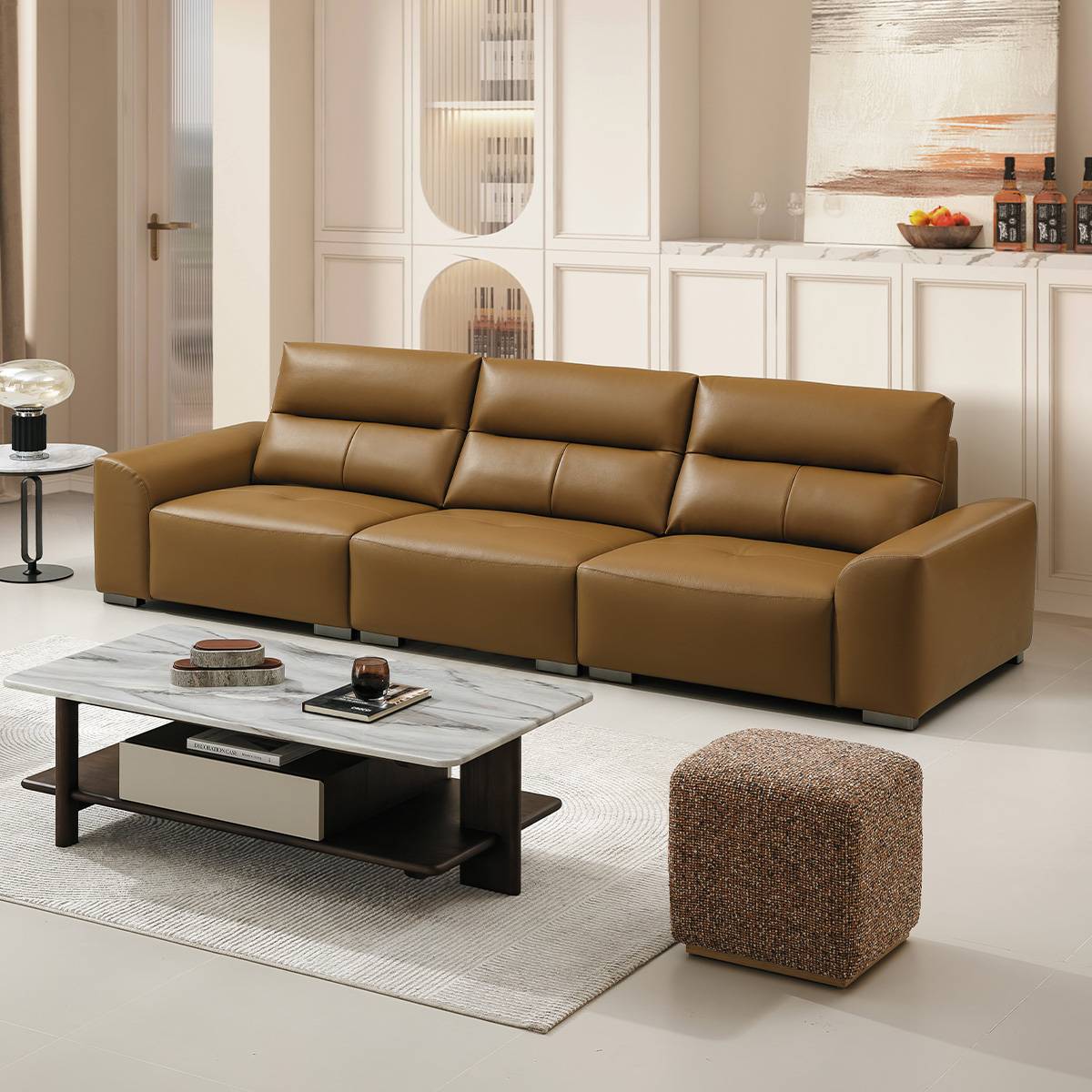 Genuine Leather Straight Sofa (B04-A9992)