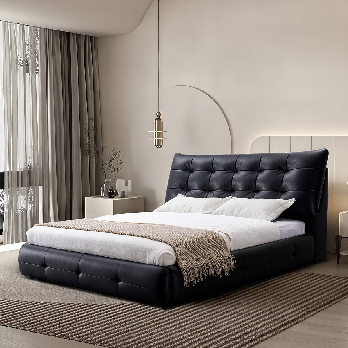 Genuine Leather Soft Bed (B02-4132)