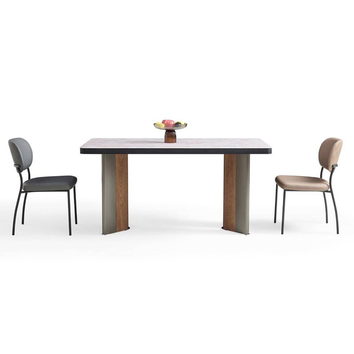 Front view of the Monet Garden dining table showing the table legs and surface