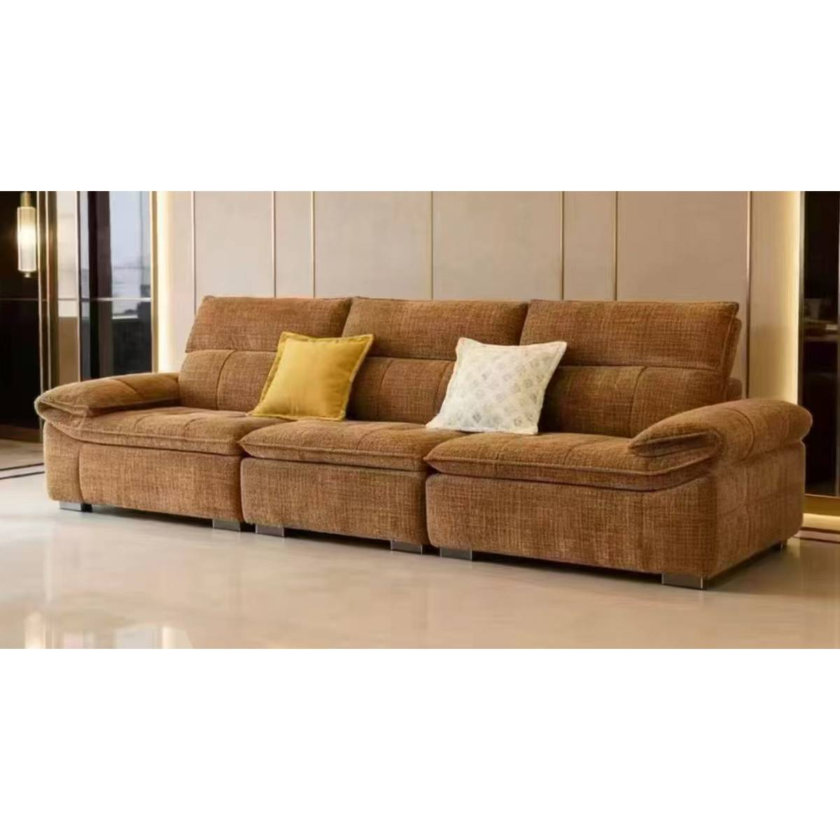 Fabric/Eco-Leather Straight Sofa (A01-2705)
