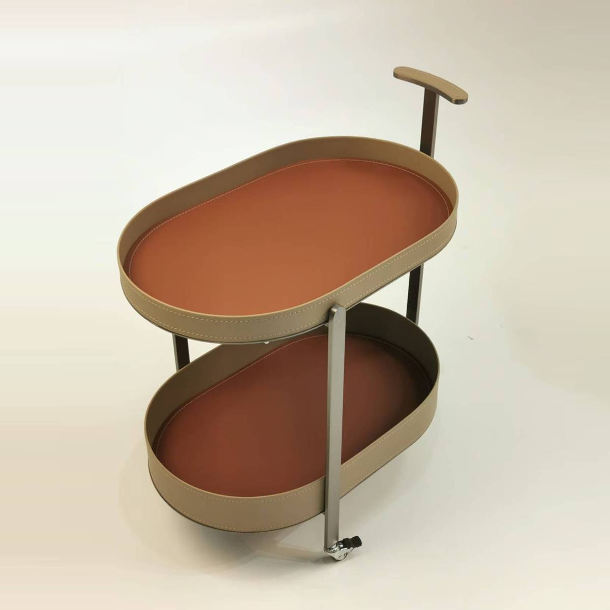 Saddle Leather Cart Side Table (B45-193)