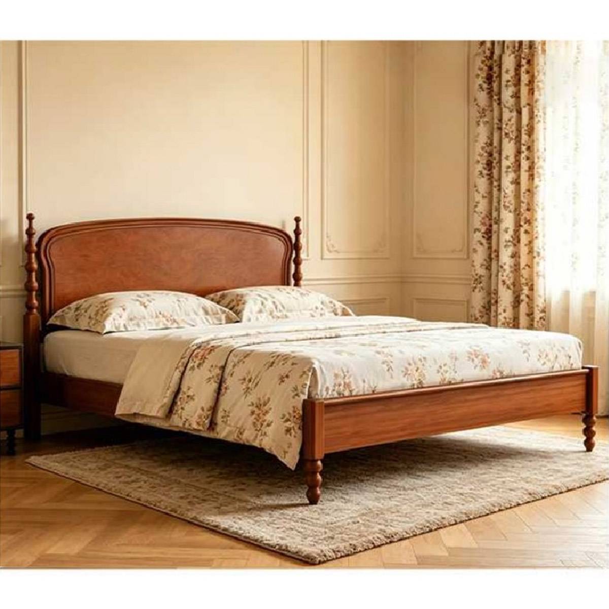 Mid-Century Solid Wood Bed (A51-YZ-C222)