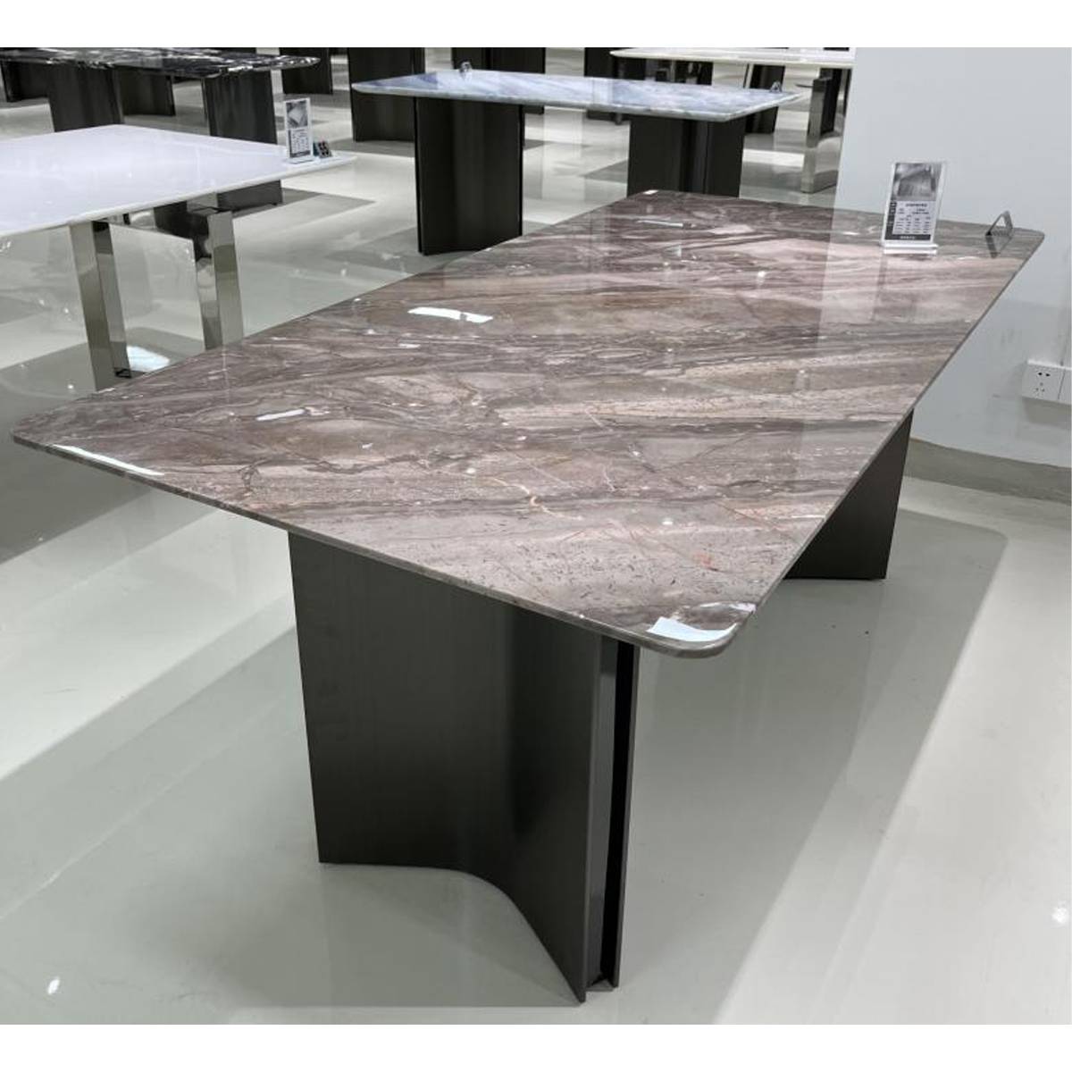 Domestic Venetian Brown Natural Marble Dining Table with Mercedes Base (Z60-S110)