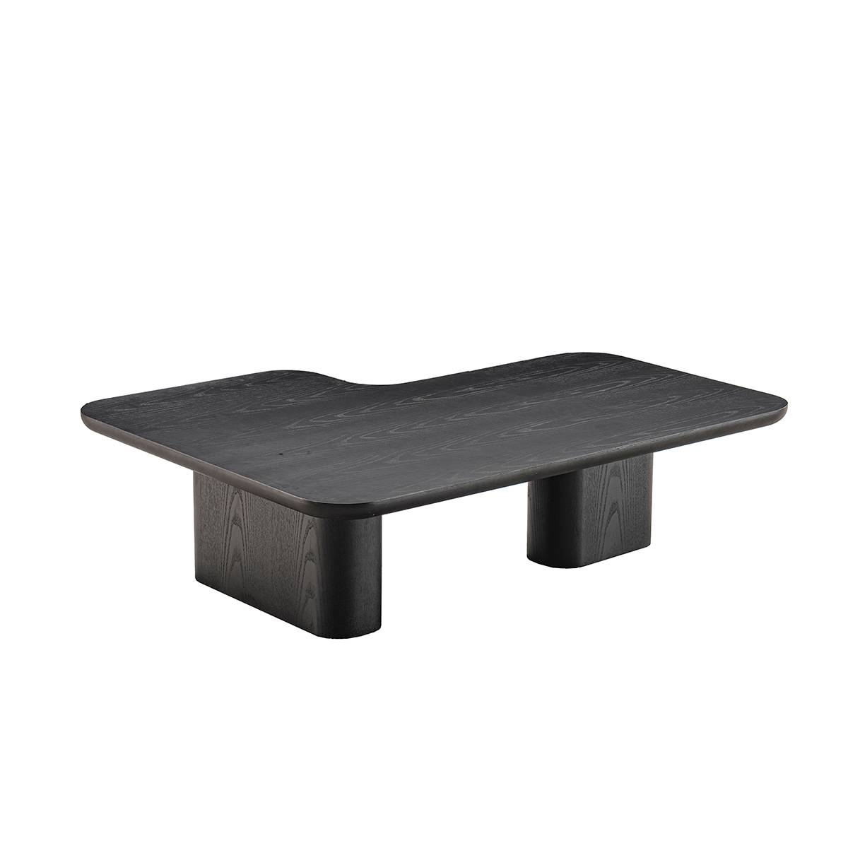 Opposite angled view of the irregular black coffee table