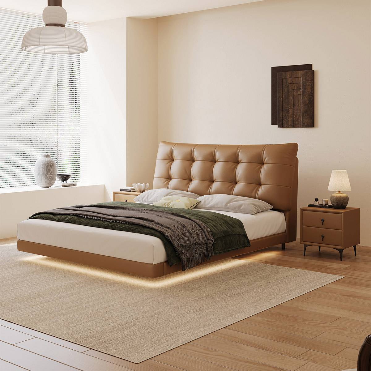 Eco-Leather Floating Bed (A72-9010)