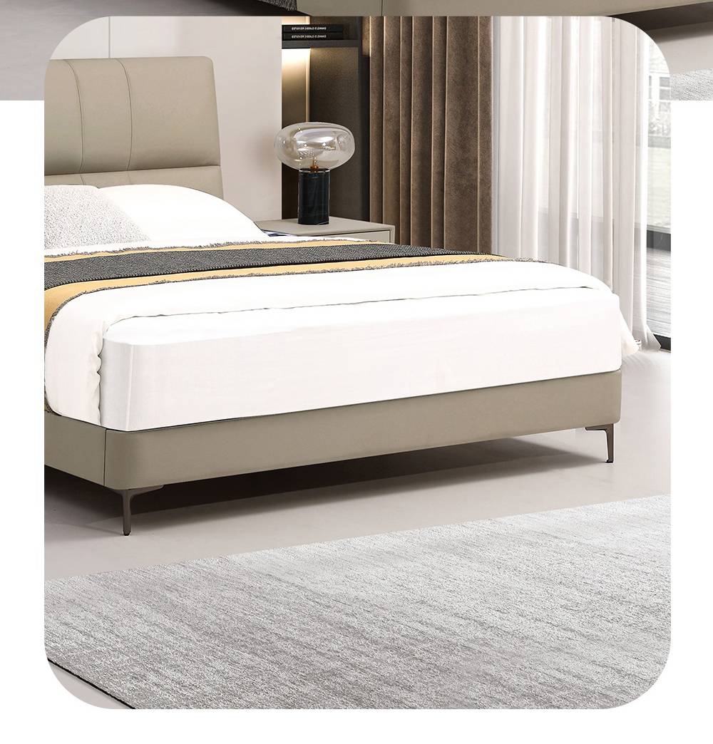 Side view of the bed showing the low-profile frame and metal legs