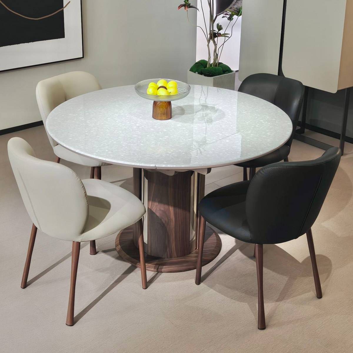 Brazilian Ice Diamond Luxury Stone Dining Table with extendable mechanism