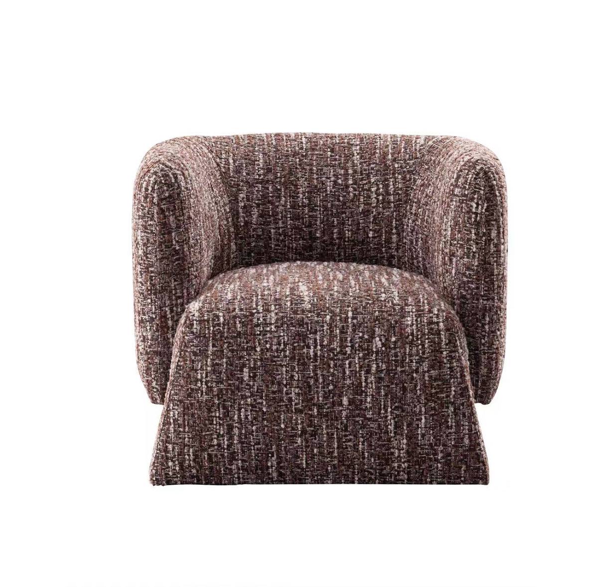 Front view of the brown fabric lounge chair