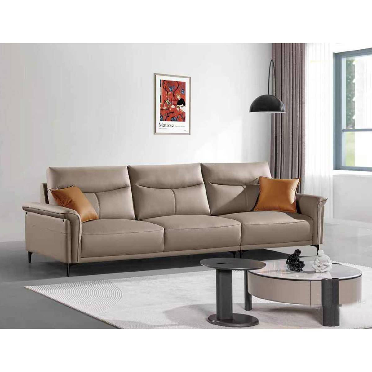 Genuine Leather Straight Sofa (A01-351)