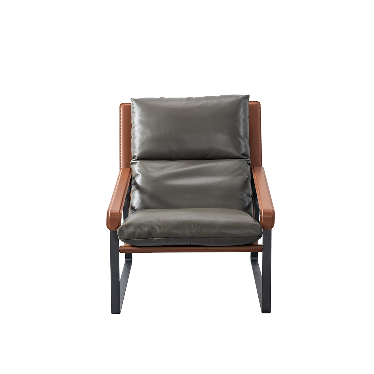 Front view of the lounge chair highlighting the seat and back cushions